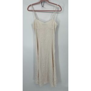 Dynamite Belle Maxi Dress Womens XS Beige Linen Blend Sweetheart Neck Preppy NWT